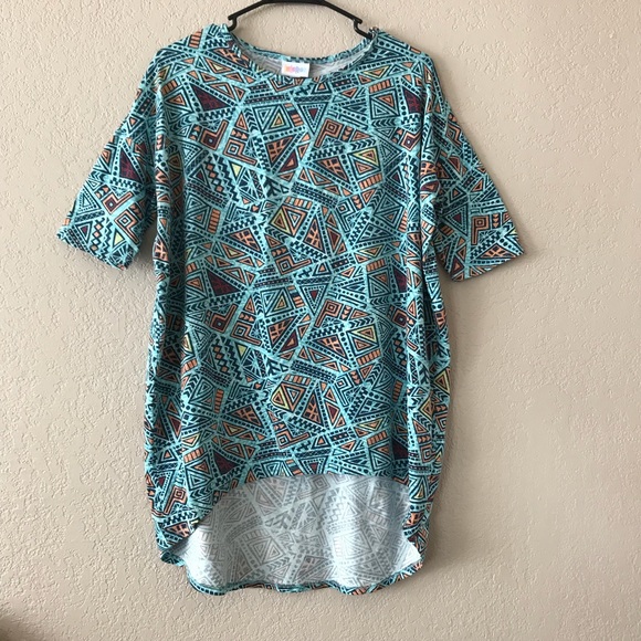 LuLaRoe Tops - Lularoe Light Blue Geometric Shapes Irma Shirt